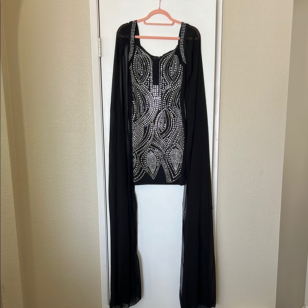 Elegant Black and Silver Embellished Dress